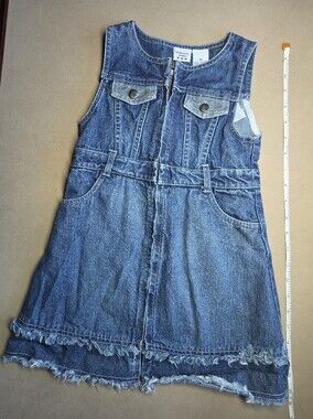 Authentic Kids Denim Sleeveless Zip-Front Dress Size 4T Raw Hem